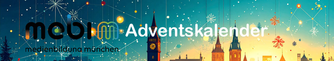Nachthimmel mit Sternen und Schrift "mebim Adventskalender"
